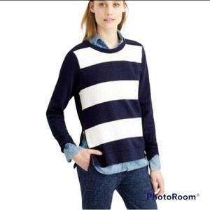 EUC J Crew painted stripe sweatshirt size XXS blue navy and white